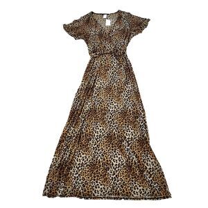 Star Vixen Leopard Print Womens Surplice Faux Wrap Maxi Dress sz 2XL